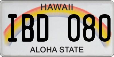 HI license plate IBD080