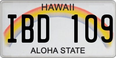 HI license plate IBD109