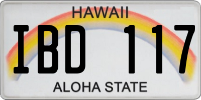 HI license plate IBD117
