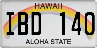 HI license plate IBD140
