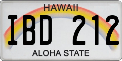 HI license plate IBD212