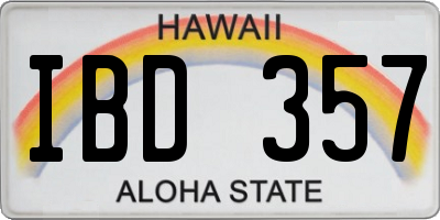 HI license plate IBD357
