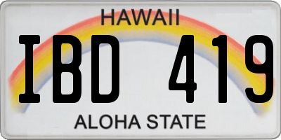 HI license plate IBD419