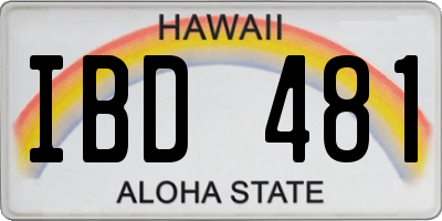 HI license plate IBD481