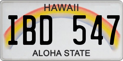 HI license plate IBD547