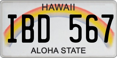 HI license plate IBD567
