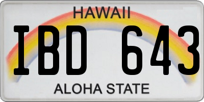 HI license plate IBD643