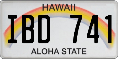 HI license plate IBD741