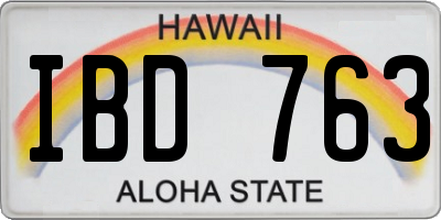 HI license plate IBD763