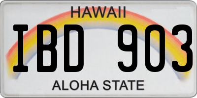 HI license plate IBD903