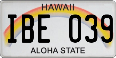 HI license plate IBE039
