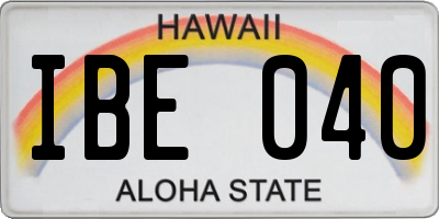 HI license plate IBE040