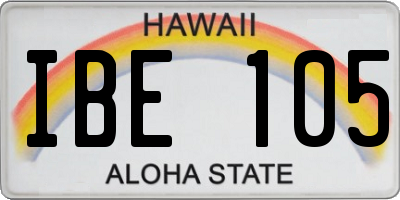 HI license plate IBE105