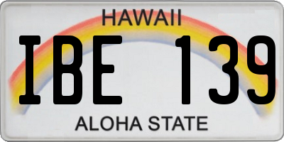 HI license plate IBE139