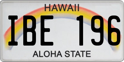 HI license plate IBE196