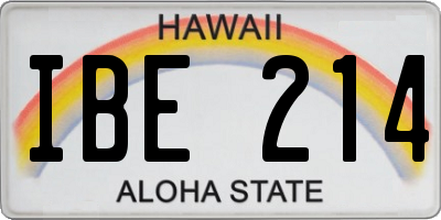 HI license plate IBE214