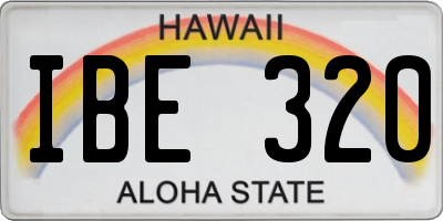 HI license plate IBE320