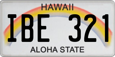 HI license plate IBE321