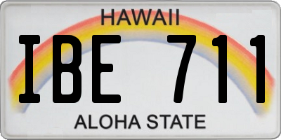 HI license plate IBE711