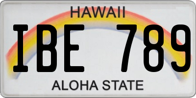 HI license plate IBE789