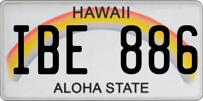 HI license plate IBE886