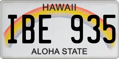 HI license plate IBE935