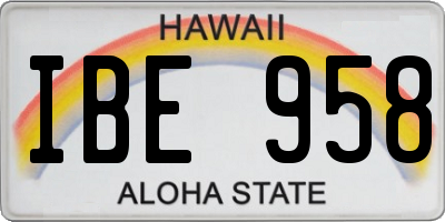 HI license plate IBE958