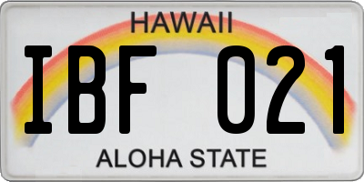 HI license plate IBF021