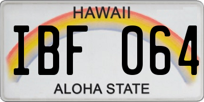 HI license plate IBF064