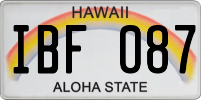 HI license plate IBF087