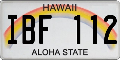 HI license plate IBF112