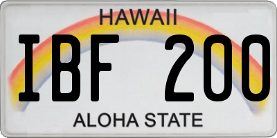 HI license plate IBF200