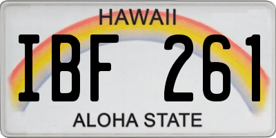 HI license plate IBF261