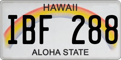 HI license plate IBF288