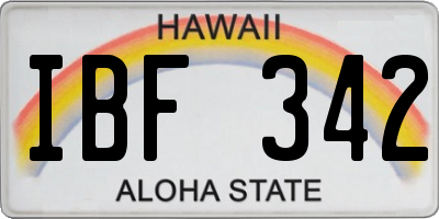 HI license plate IBF342