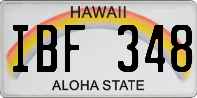 HI license plate IBF348