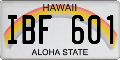HI license plate IBF601