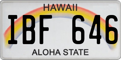 HI license plate IBF646