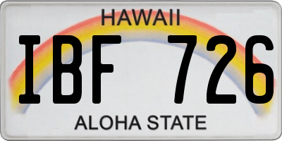 HI license plate IBF726