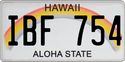 HI license plate IBF754