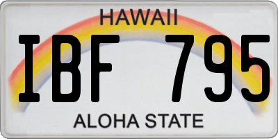 HI license plate IBF795