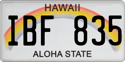 HI license plate IBF835