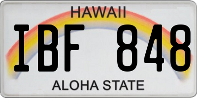 HI license plate IBF848