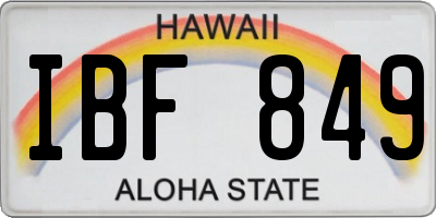 HI license plate IBF849