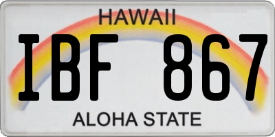 HI license plate IBF867