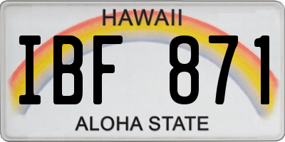 HI license plate IBF871
