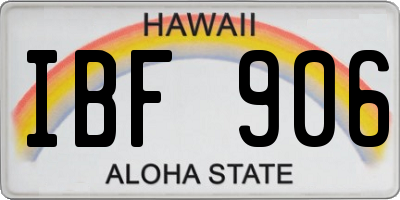 HI license plate IBF906