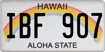 HI license plate IBF907