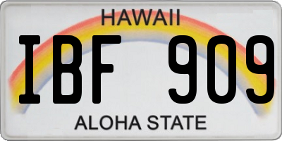 HI license plate IBF909