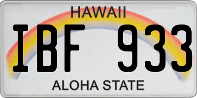 HI license plate IBF933